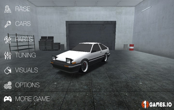 Drift Hunters racing game featuring a customizable sports car drifting through a realistic track environment.