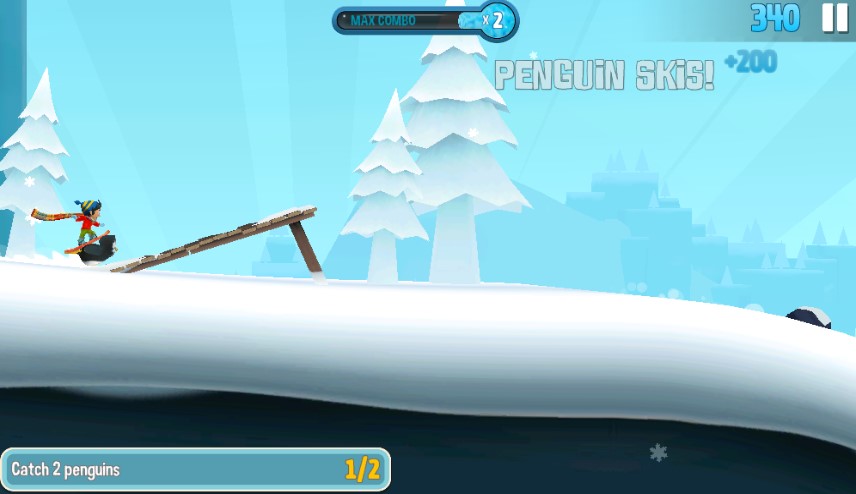 High-speed skiing challenge in the Ski Frenzy browser game